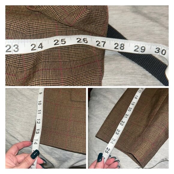 Vintage Giorgio Sant Angelo Brown Plaid Pleated Blazer Skirt Set Women’s 24 W - Picture 12 of 12